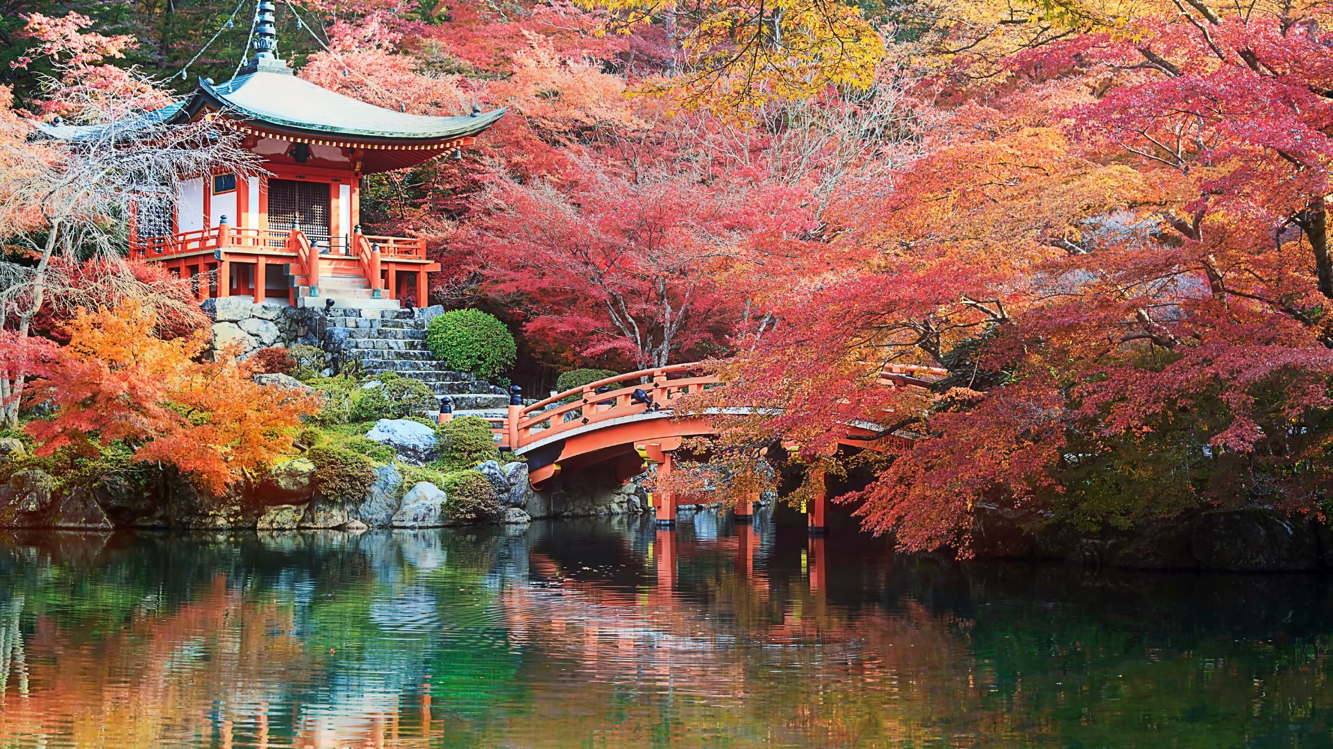 Kyoto temple in autumn