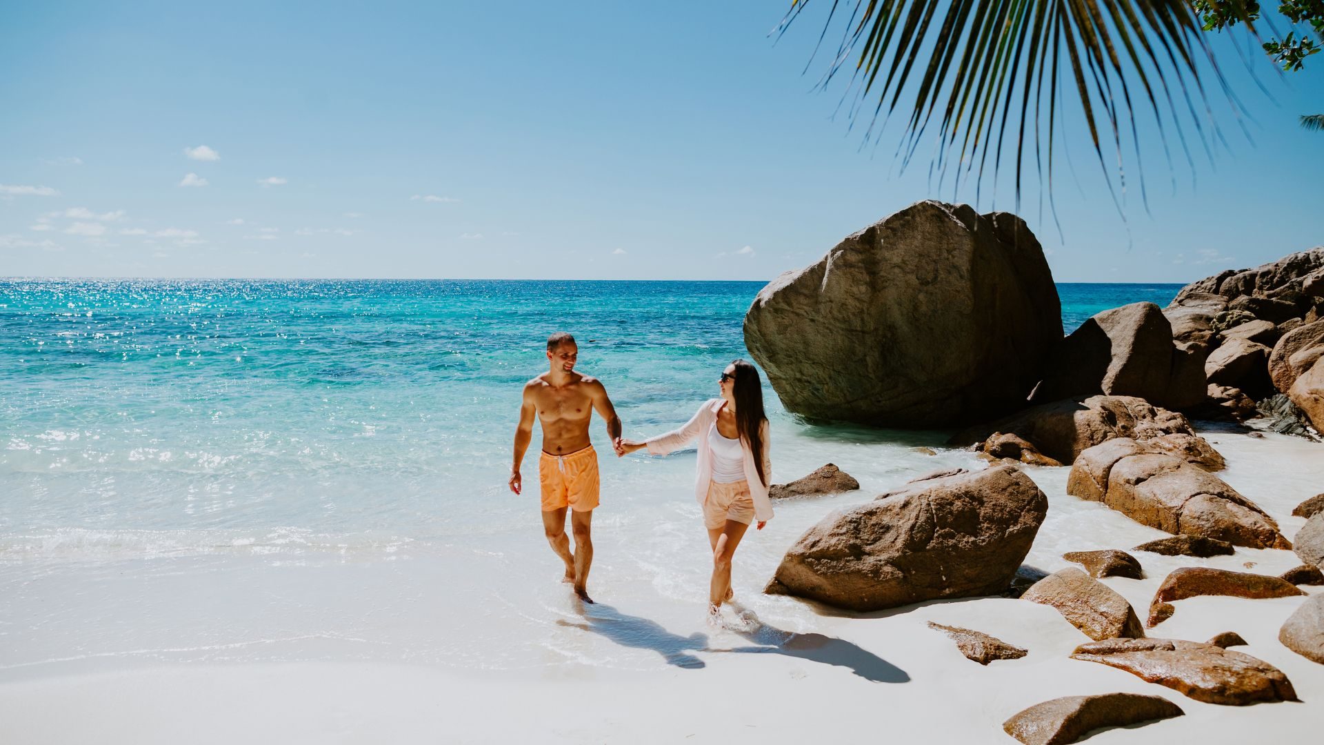 Couple on a Seychelles beach